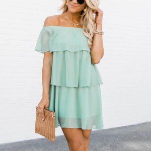 Pink Lily Boutique Summer Ruffle Mini Dress Sage